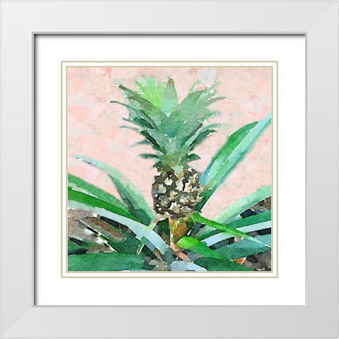 Pineapple Sprout White Modern Wood Framed Art Print with Double Matting by Navas, Emily