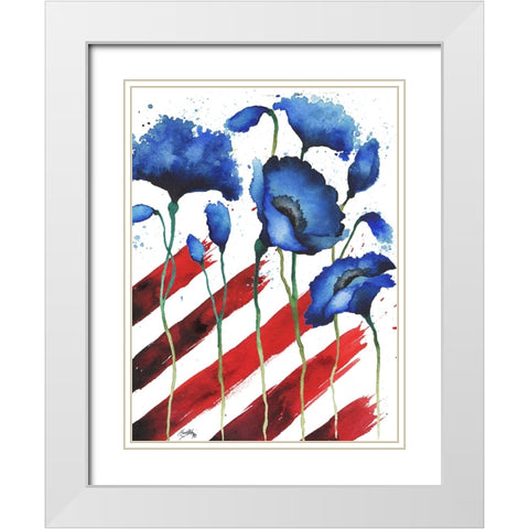 Patriotic Floral II White Modern Wood Framed Art Print with Double Matting by Medley, Elizabeth