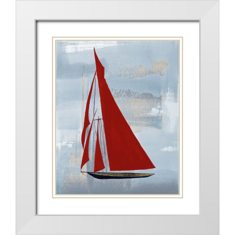 Smooth Sailing White Modern Wood Framed Art Print with Double Matting by Pinto, Patricia