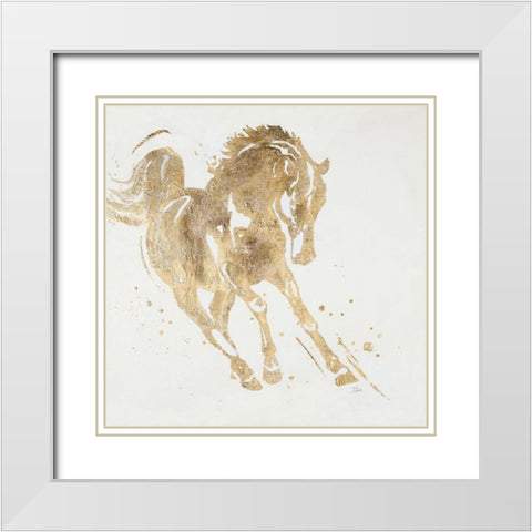 Spirit Horse Gold White Modern Wood Framed Art Print with Double Matting by Pinto, Patricia