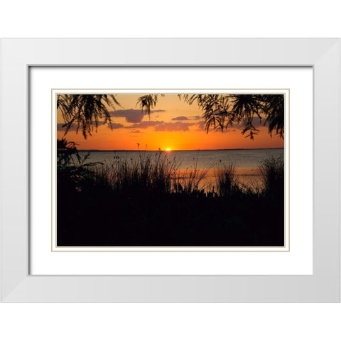Sunset Seaside White Modern Wood Framed Art Print with Double Matting by ODell, Debbie