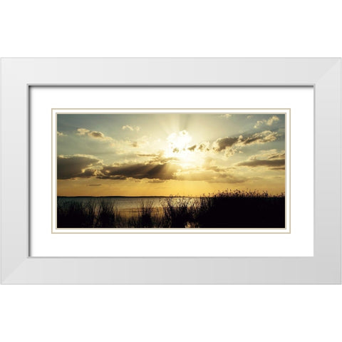 Sunset Over Water White Modern Wood Framed Art Print with Double Matting by ODell, Debbie