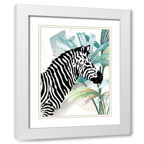 Tropical Zebra White Modern Wood Framed Art Print with Double Matting by Pinto, Patricia