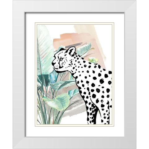 Tropical Cheetah White Modern Wood Framed Art Print with Double Matting by Pinto, Patricia