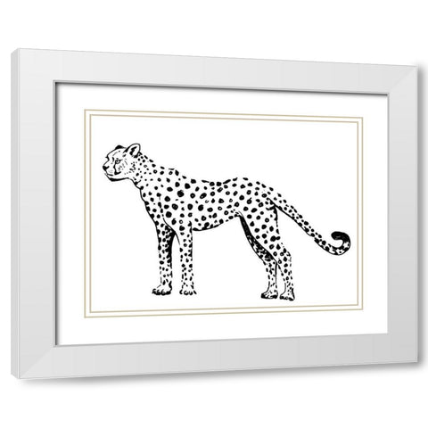 Cheetah White Modern Wood Framed Art Print with Double Matting by Pinto, Patricia