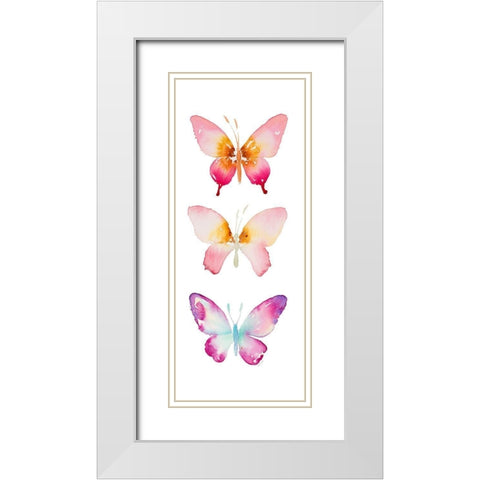 Watercolor Butterflies Panel I White Modern Wood Framed Art Print with Double Matting by Loreth, Lanie