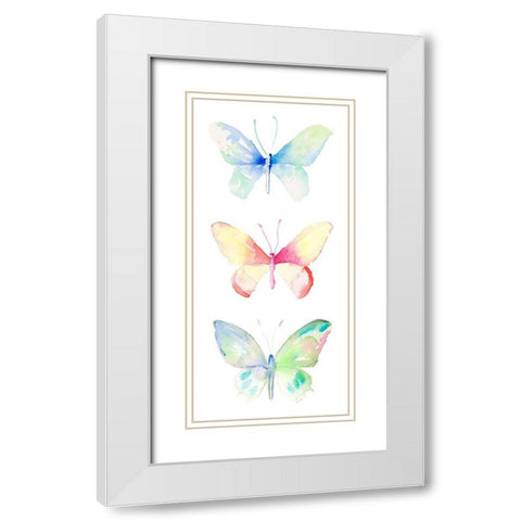 Watercolor Butterflies Panel II White Modern Wood Framed Art Print with Double Matting by Loreth, Lanie