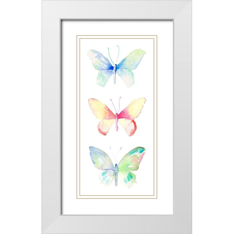 Watercolor Butterflies Panel II White Modern Wood Framed Art Print with Double Matting by Loreth, Lanie