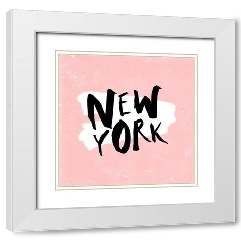 New York White Modern Wood Framed Art Print with Double Matting by SD Graphics Studio