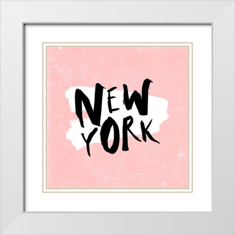 New York White Modern Wood Framed Art Print with Double Matting by SD Graphics Studio