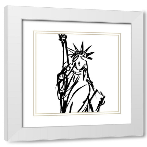 Statue Of Liberty White Modern Wood Framed Art Print with Double Matting by SD Graphics Studio