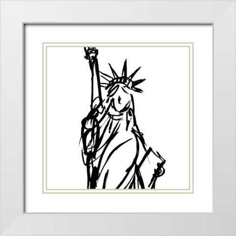 Statue Of Liberty White Modern Wood Framed Art Print with Double Matting by SD Graphics Studio