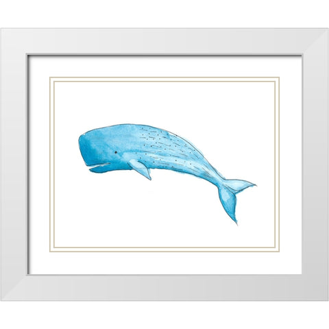 Great Blue Whale White Modern Wood Framed Art Print with Double Matting by SD Graphics Studio