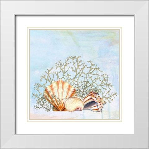 Ocean Prizes I White Modern Wood Framed Art Print with Double Matting by Diannart