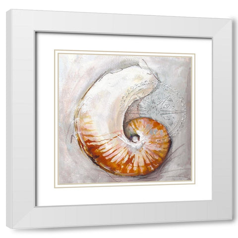 Pearl Shell Medley I White Modern Wood Framed Art Print with Double Matting by Diannart