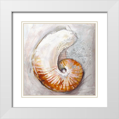 Pearl Shell Medley I White Modern Wood Framed Art Print with Double Matting by Diannart