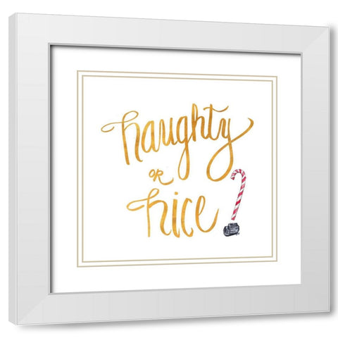 Naughty or Nice White Modern Wood Framed Art Print with Double Matting by SD Graphics Studio
