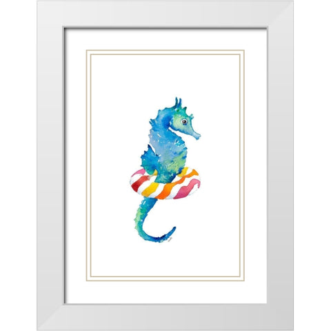 Seahorse with Inflatable White Modern Wood Framed Art Print with Double Matting by Loreth, Lanie