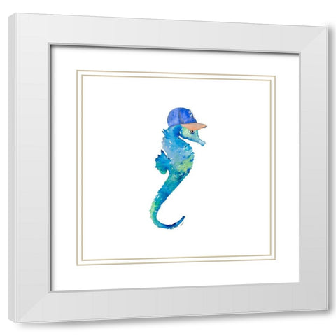 Baseball Seahorse White Modern Wood Framed Art Print with Double Matting by Loreth, Lanie