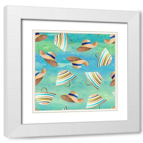 Hat and Bag Pattern White Modern Wood Framed Art Print with Double Matting by Loreth, Lanie