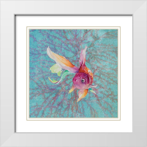 Fish on Coral IV White Modern Wood Framed Art Print with Double Matting by Loreth, Lanie