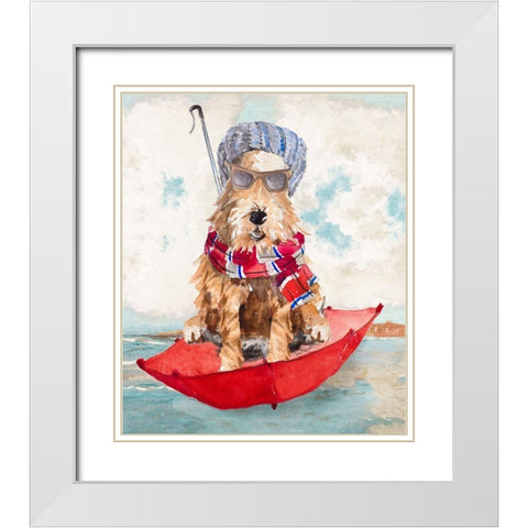 French Airedale Terrier White Modern Wood Framed Art Print with Double Matting by Loreth, Lanie