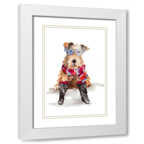 Stylish Airedale Terrier White Modern Wood Framed Art Print with Double Matting by Loreth, Lanie