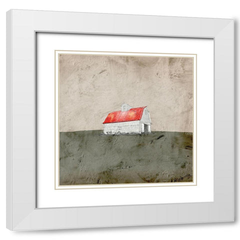 Red and White Barn White Modern Wood Framed Art Print with Double Matting by Mabat, Ynon