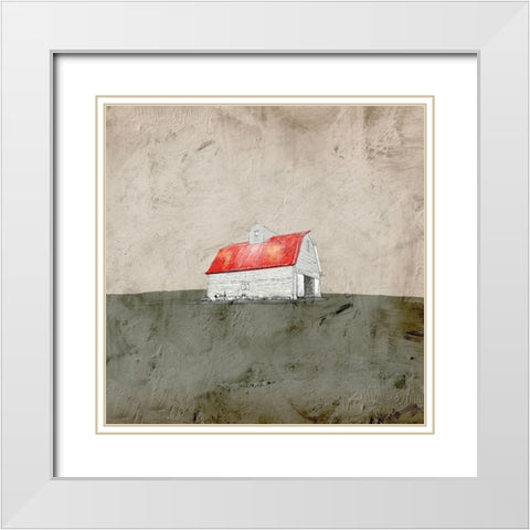 Red and White Barn White Modern Wood Framed Art Print with Double Matting by Mabat, Ynon