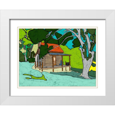 Cabin in the Woods White Modern Wood Framed Art Print with Double Matting by Mabat, Ynon