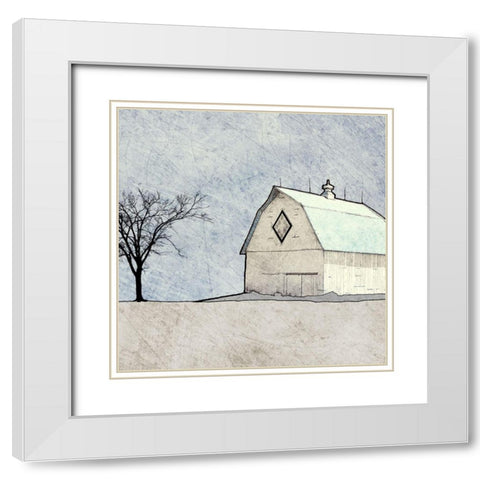 Out In the Barn White Modern Wood Framed Art Print with Double Matting by Mabat, Ynon
