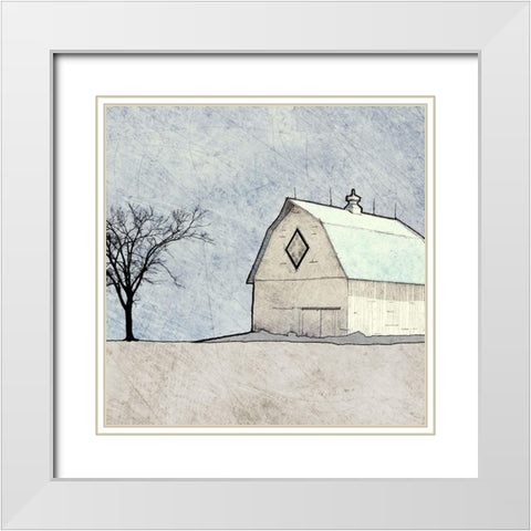 Out In the Barn White Modern Wood Framed Art Print with Double Matting by Mabat, Ynon