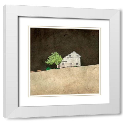 Barn in the Dark White Modern Wood Framed Art Print with Double Matting by Mabat, Ynon