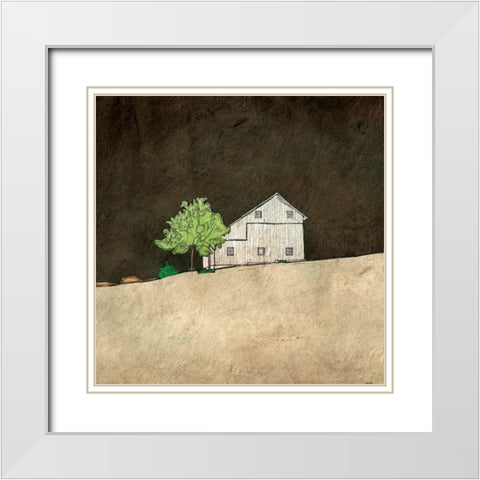 Barn in the Dark White Modern Wood Framed Art Print with Double Matting by Mabat, Ynon