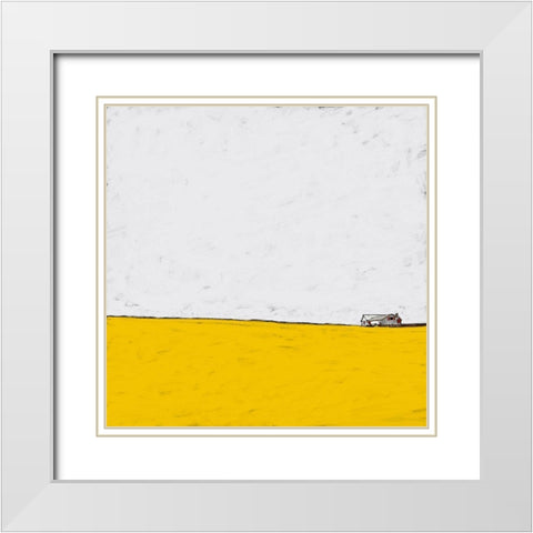 Barn in the Distance White Modern Wood Framed Art Print with Double Matting by Mabat, Ynon