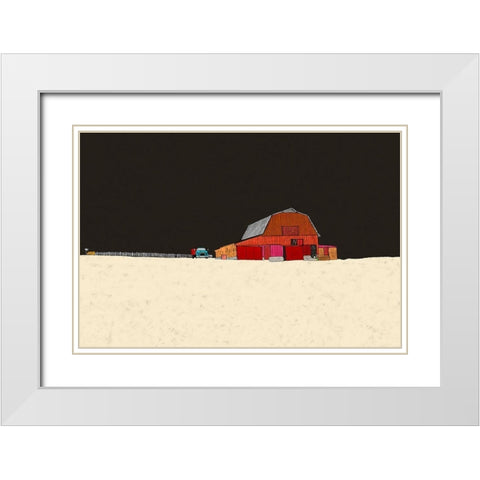 Farmhouse at Night White Modern Wood Framed Art Print with Double Matting by Mabat, Ynon