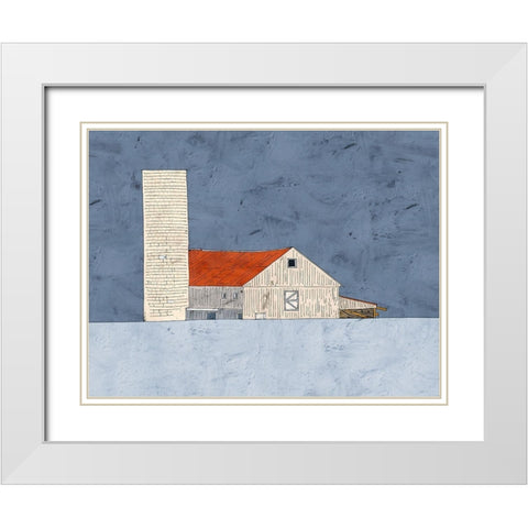 Barn and Silo White Modern Wood Framed Art Print with Double Matting by Mabat, Ynon