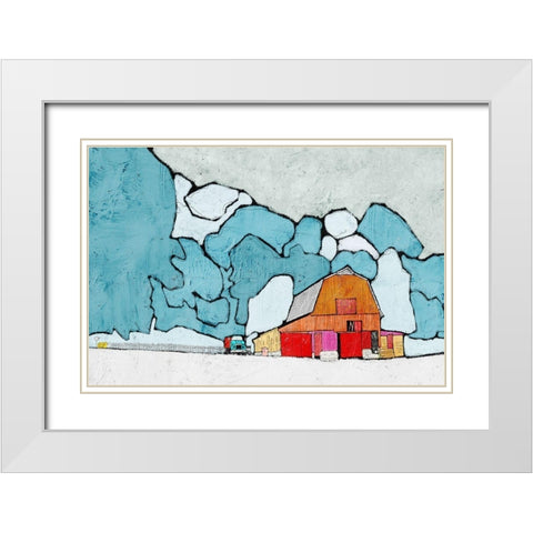 Barn under Blue Skies White Modern Wood Framed Art Print with Double Matting by Mabat, Ynon