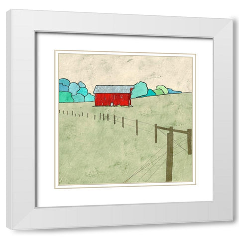 Little Red Barn White Modern Wood Framed Art Print with Double Matting by Mabat, Ynon