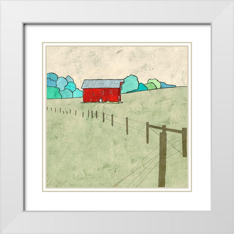 Little Red Barn White Modern Wood Framed Art Print with Double Matting by Mabat, Ynon