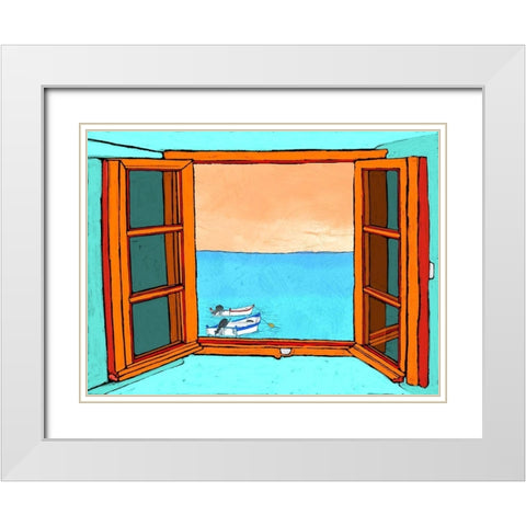 Through the Window White Modern Wood Framed Art Print with Double Matting by Mabat, Ynon