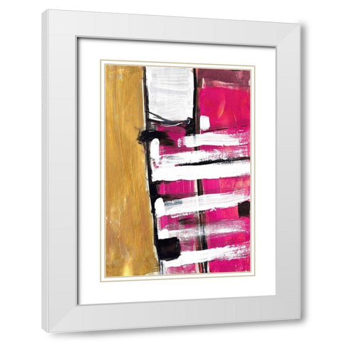 Hot Pink White Modern Wood Framed Art Print with Double Matting by Pattinian, Merri