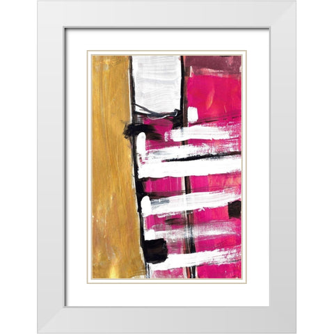 Hot Pink White Modern Wood Framed Art Print with Double Matting by Pattinian, Merri
