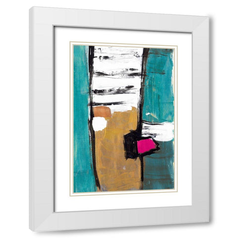 Hot Teal White Modern Wood Framed Art Print with Double Matting by Pattinian, Merri