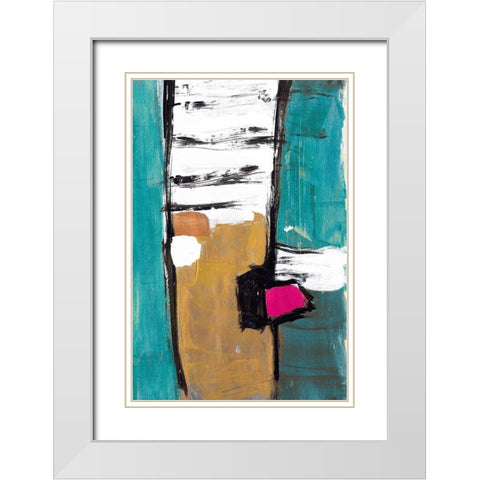 Hot Teal White Modern Wood Framed Art Print with Double Matting by Pattinian, Merri
