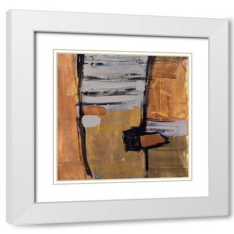 Golden Squares II White Modern Wood Framed Art Print with Double Matting by Pattinian, Merri