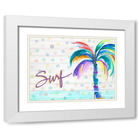 Surf Near the Palm Tree White Modern Wood Framed Art Print with Double Matting by DeRice, Julie