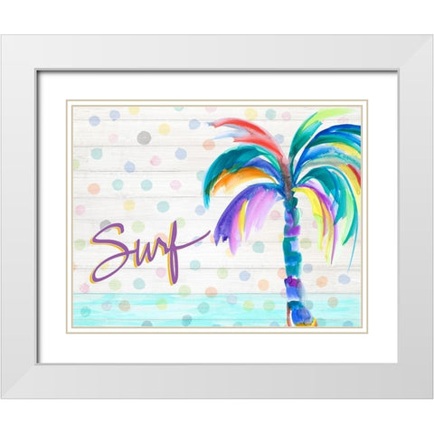 Surf Near the Palm Tree White Modern Wood Framed Art Print with Double Matting by DeRice, Julie