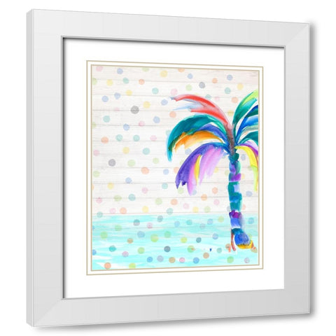 Funky Palm on Dots I White Modern Wood Framed Art Print with Double Matting by DeRice, Julie