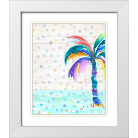 Funky Palm on Dots I White Modern Wood Framed Art Print with Double Matting by DeRice, Julie
